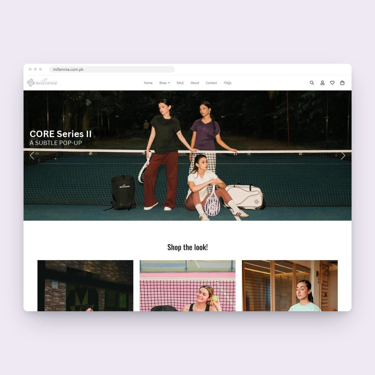 Millennia Shopify activewear store designed by Lushah Digital