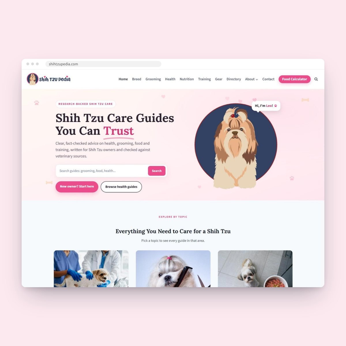 Shih Tzu Pedia WordPress website designed by Lushah Digital