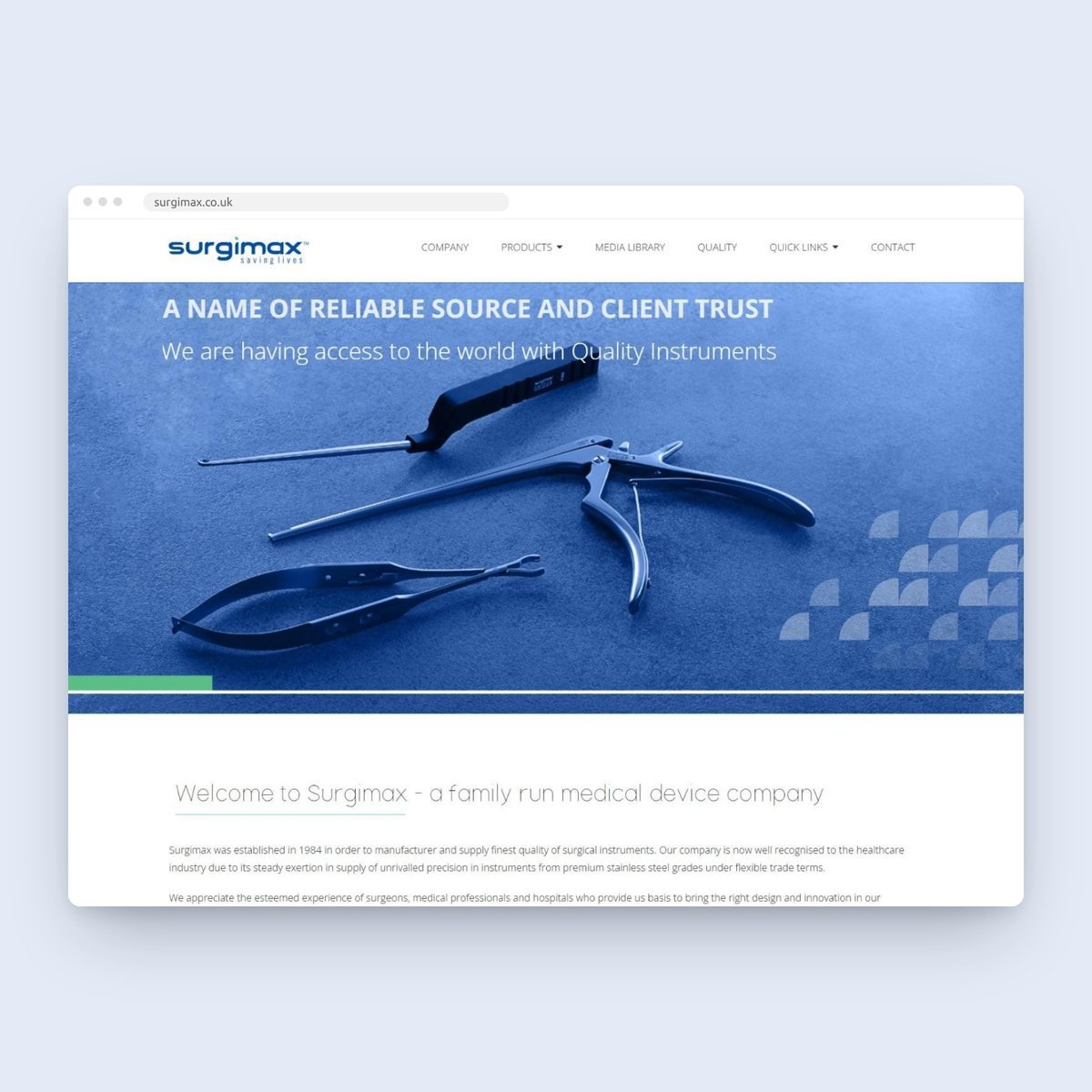 Surgimax website designed by Lushah Digital
